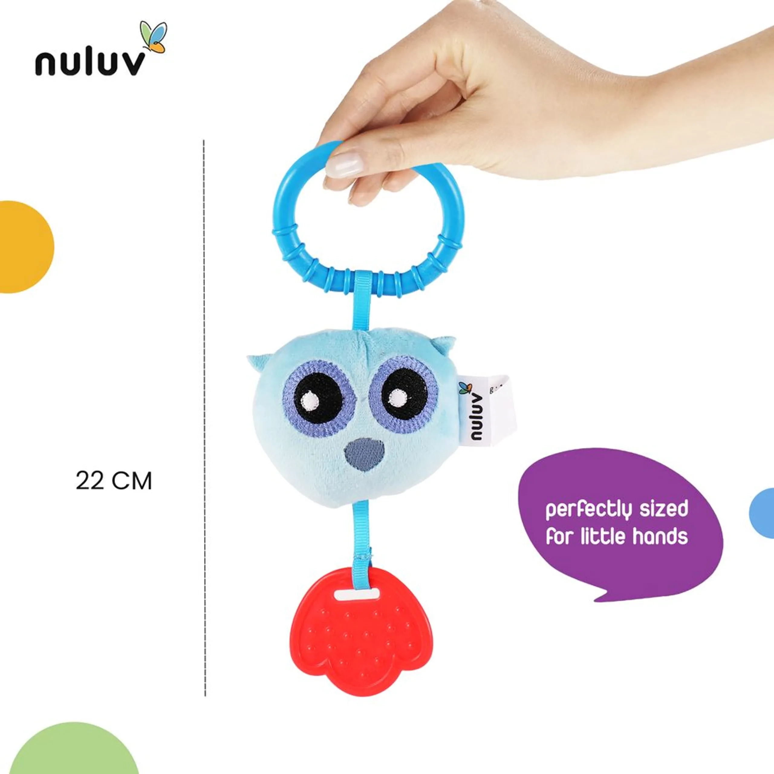 Playtime Owl Teether - soft cuddly fabric silicone teething ring