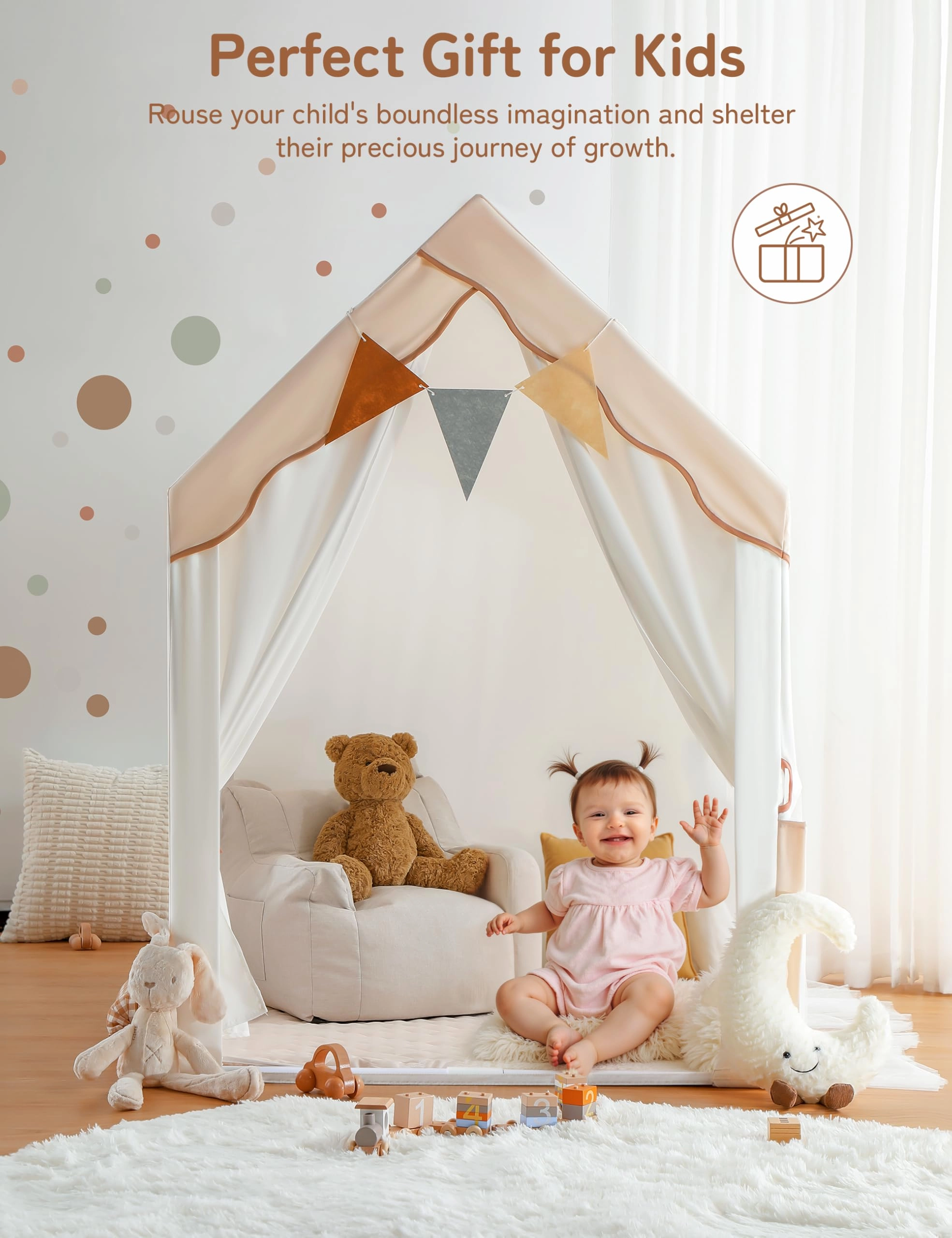 Kids Play Tent - 2-IN-1 69" x39" x 53"