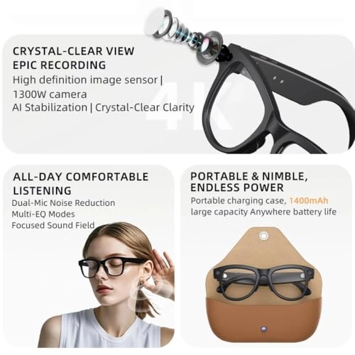 AI Smart Glasses - 4K 8MP 32GB