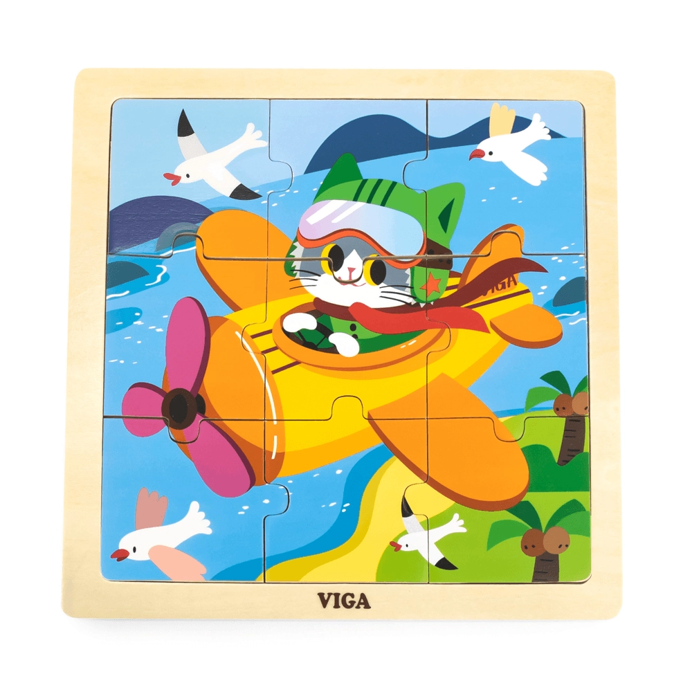 Cat On A Plane Wooden Puzzle (29464294-44632) - 9 pcs
