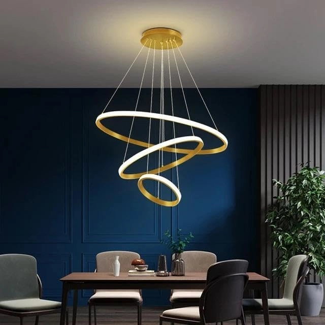 Golden 3 Ring LED Chandelier - 3 Color in one (WamWhite/Natural White/White)
