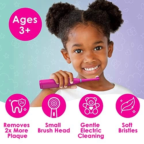 Kids’ Electric Toothbrush Set - Ages 3+ 2 Brush Heads 2-Minute Timer