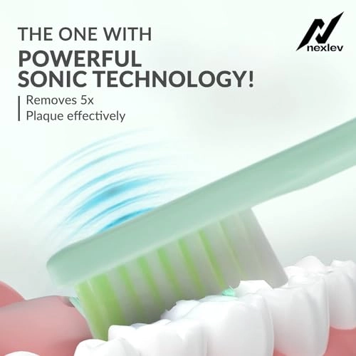 Smart Smile Sonic Electric Toothbrush - 30000 vibrations/min 2 Replaceable Brush Heads Green