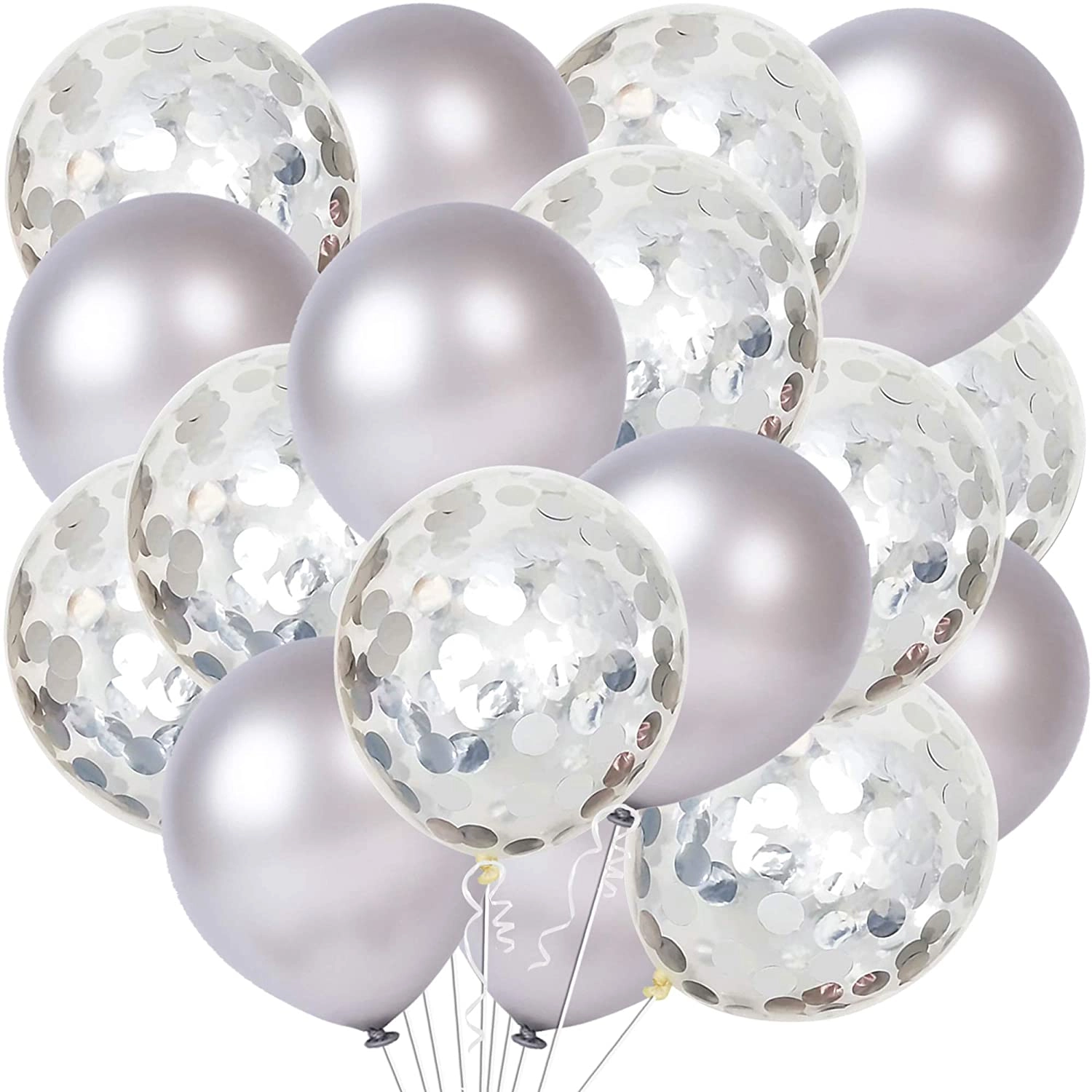 Latex and Confetti Balloons Set - 50-Pieces Birthday