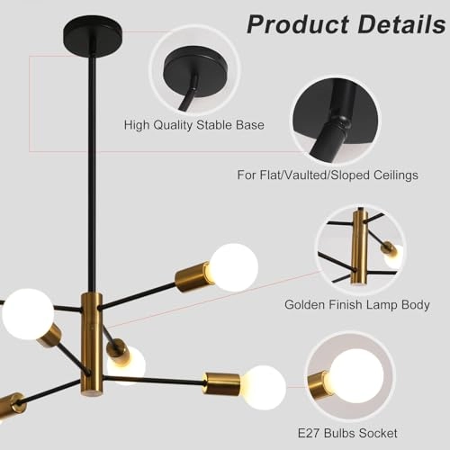 Sputnik Chandelier - 33.5in/85cm(H) 23.6in/60cm(Adjustable Height)