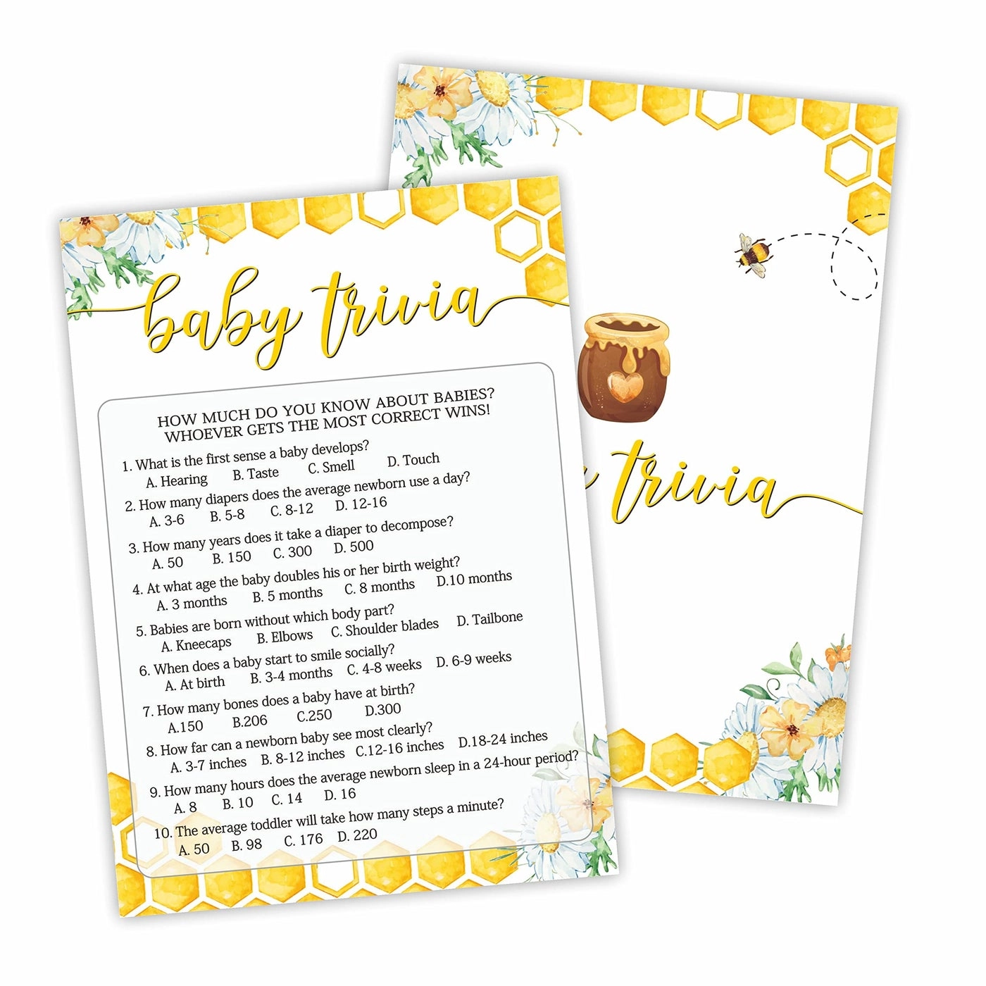 Honey Bee Themed Baby Shower Game Cards - 30 piece(s)