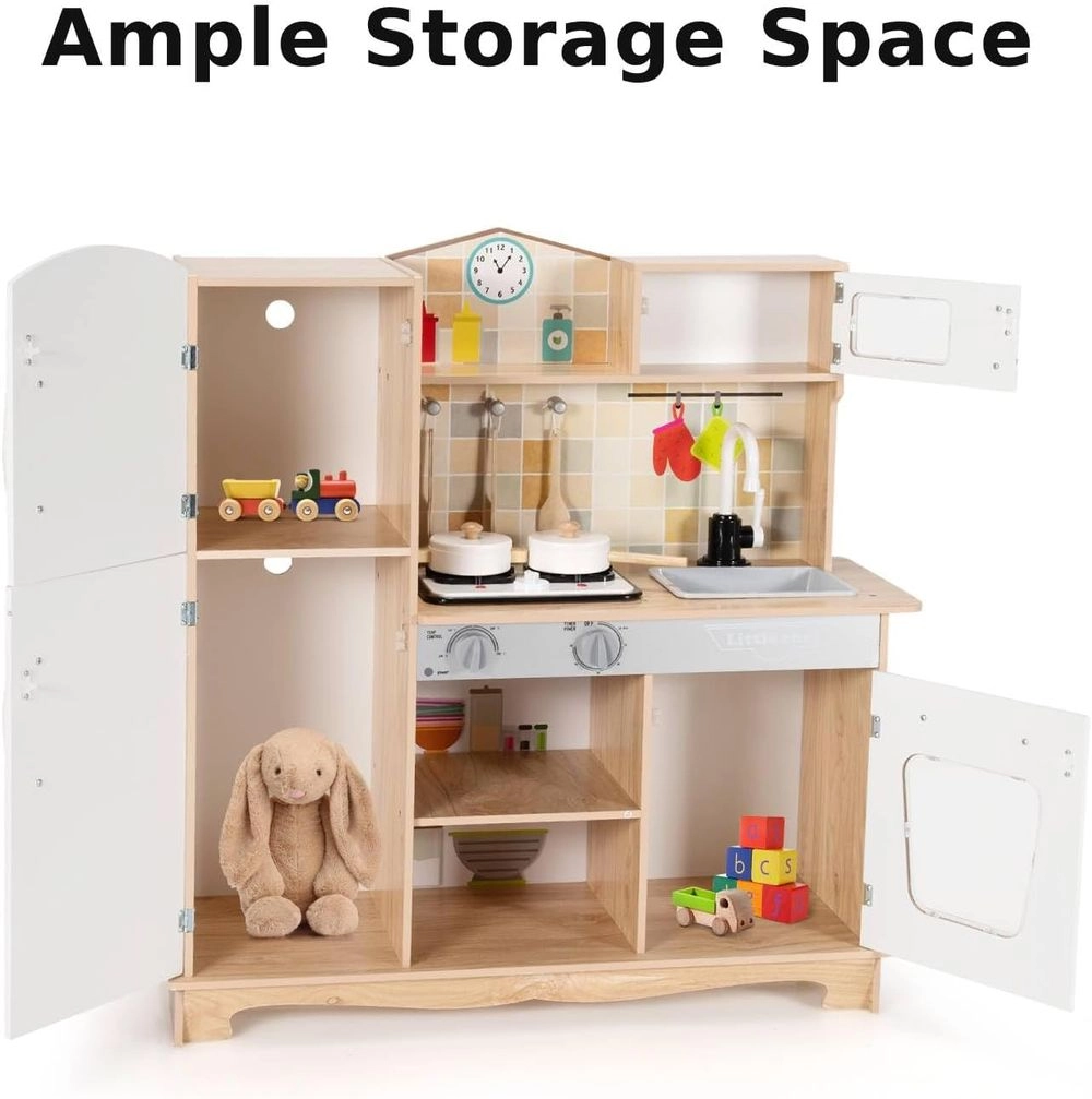 Kids Wooden Kitchen Pretend Playset (5551007-W08308)