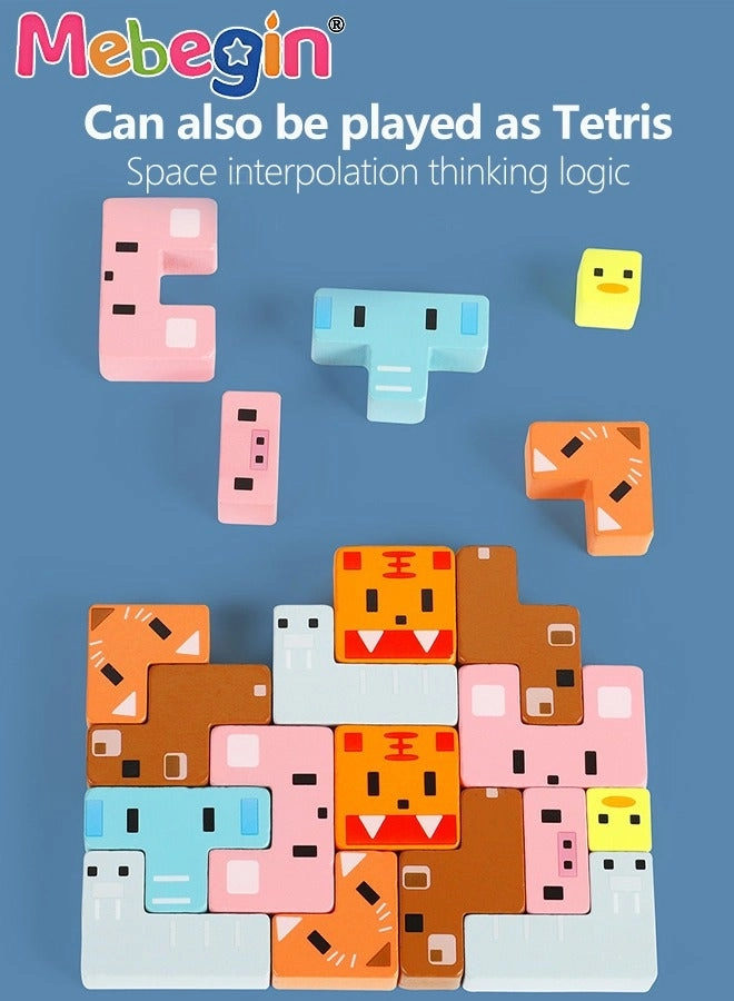 Wooden Stacking Toy Set - 3+ Years 24Xblocks + 1Xboard