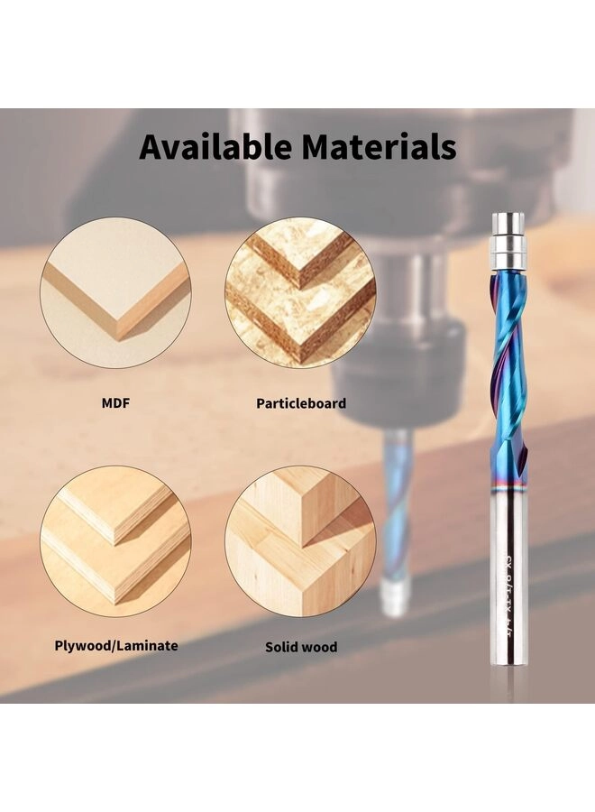 Up Down Compression Spiral Flush Trim Router Bit - 1/4 Inch Shank Solid Carbide Nano Coating
