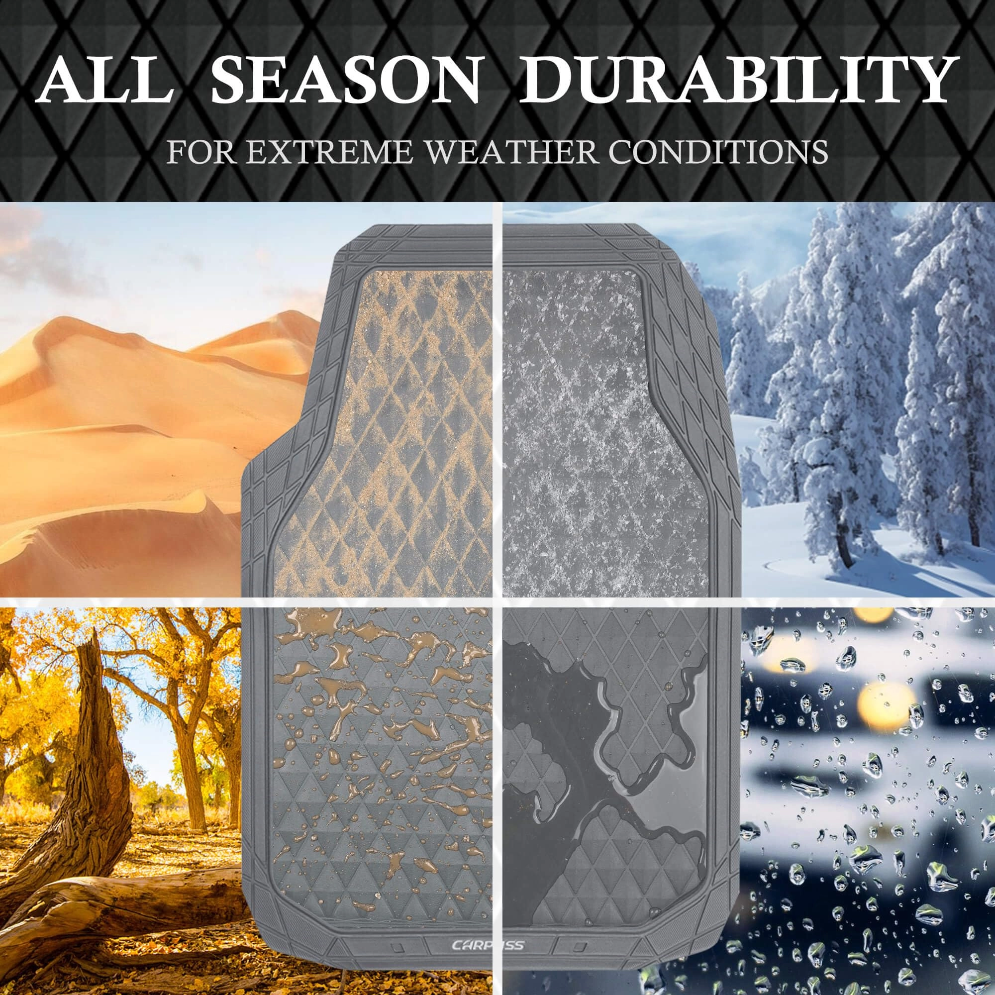 Floor Mats - Gray Rubber 4 Pcs