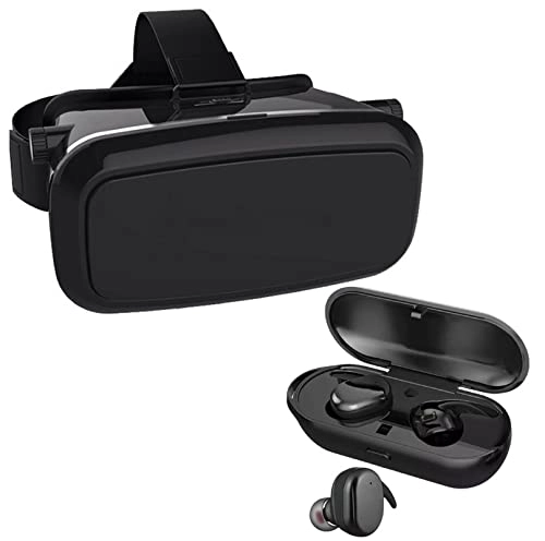 Ecom Traders Virtual Reality Headset + Truly Wireless Bluetooth Headset - Charging Case