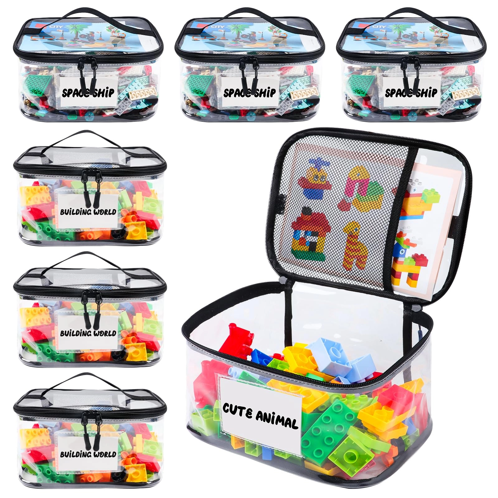 Tesuko Clear Toy Storage Bag - Waterproof PVC Fabric Transparent Clear PVC Visible Mesh Pocket