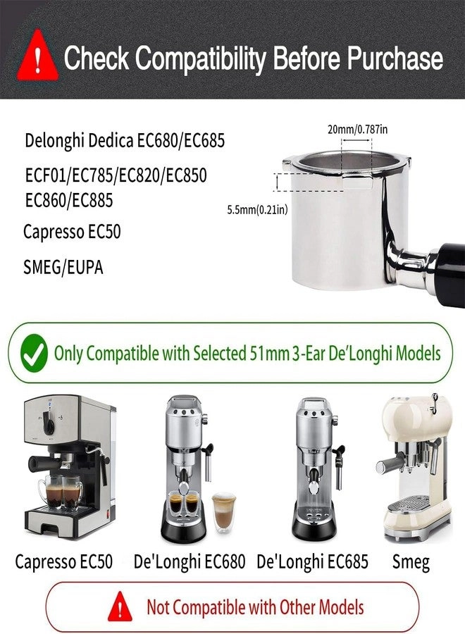 Bottomless Portafilter - 51mm 3-Ear Stainless Steel