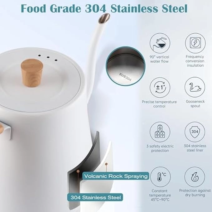Gooseneck Wood Handle Electric Kettle