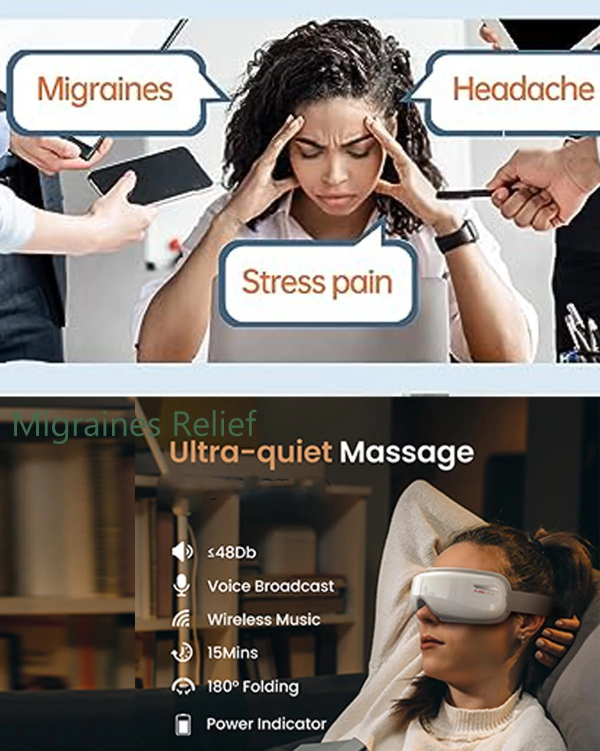 Eye Massager - 2-Level Heat Bluetooth