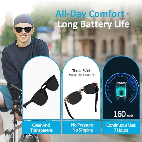 AI Smart Glasses - Bluetooth 5.4 Real-Time Translation Anti-Blue Light Lenses