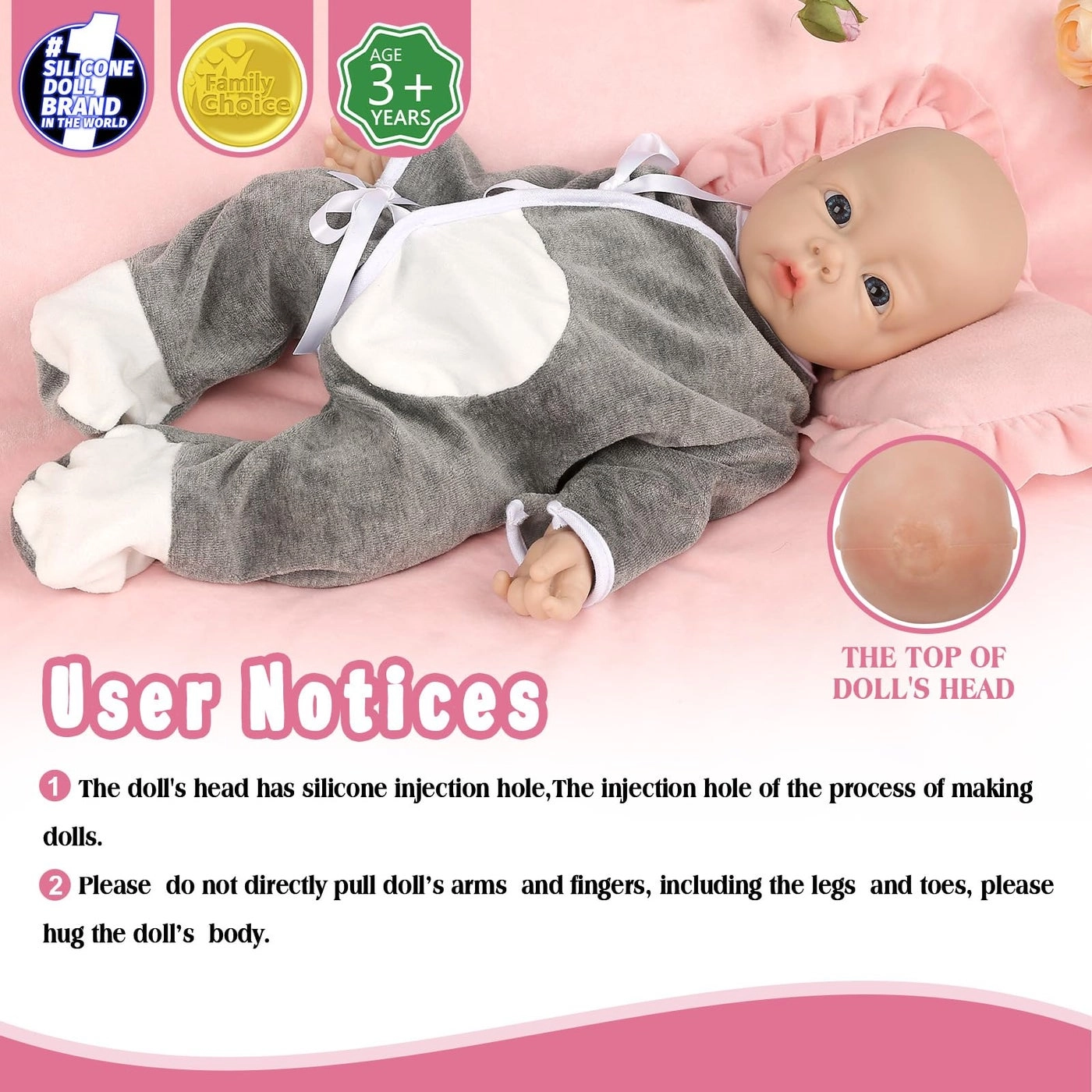 Reborn Baby Doll - 17 inch Silicone Boy Ages 3+