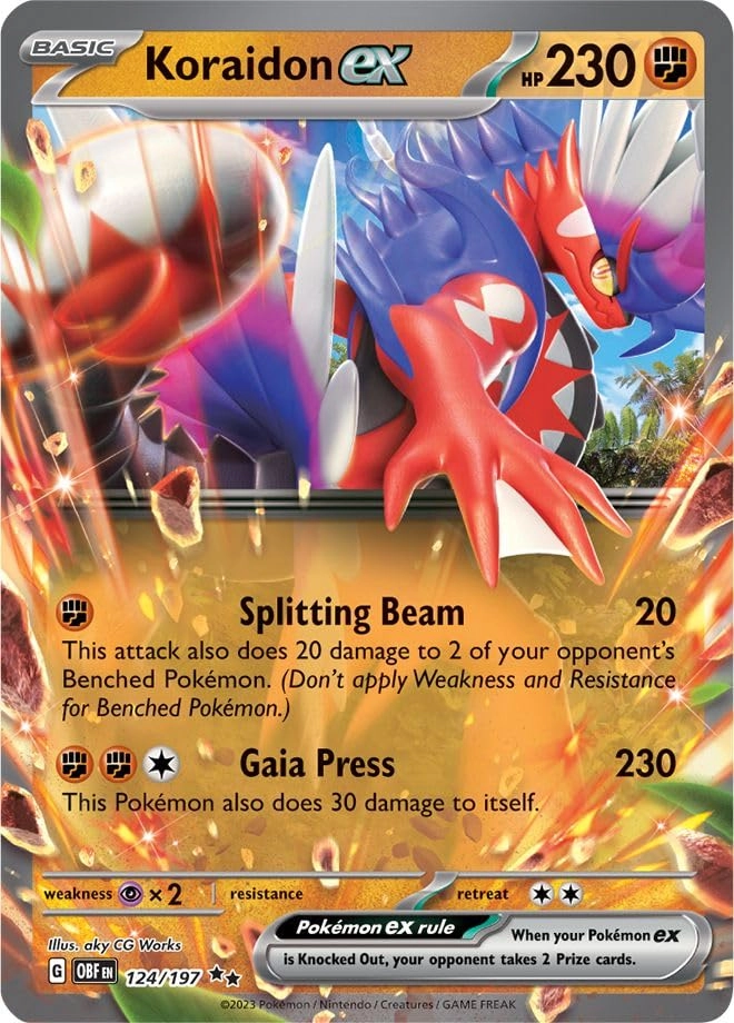 Pokémon Pokemon Koraidon ex 124/197 - English - 1x Double Rare + Toploader