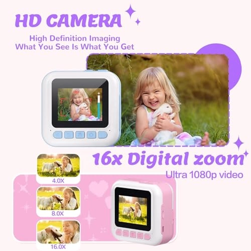 Kids Instant Print Camera - 1080P 32GB
