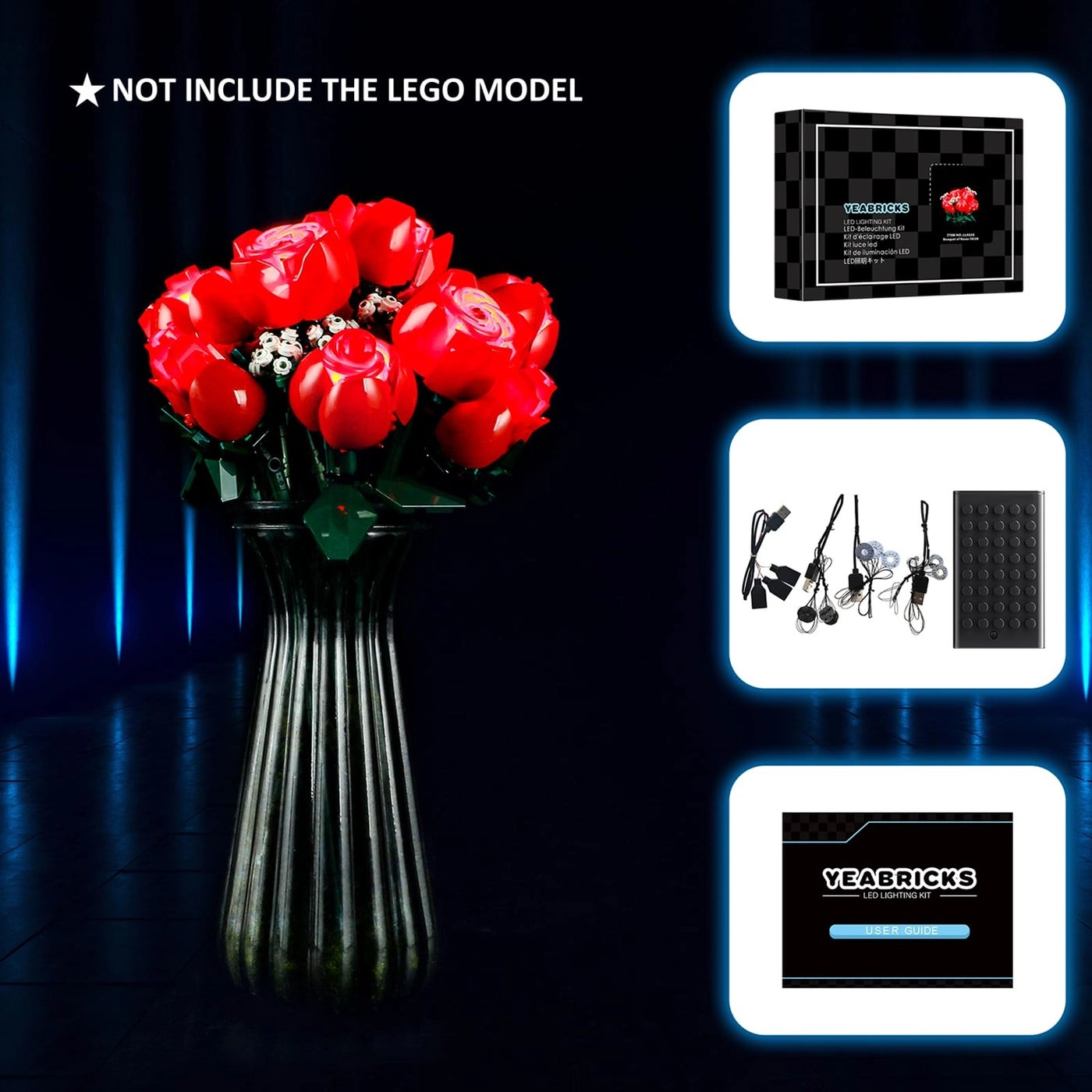 LED Light for Lego-10328 Icons Bouquet of Roses Building Blocks Model