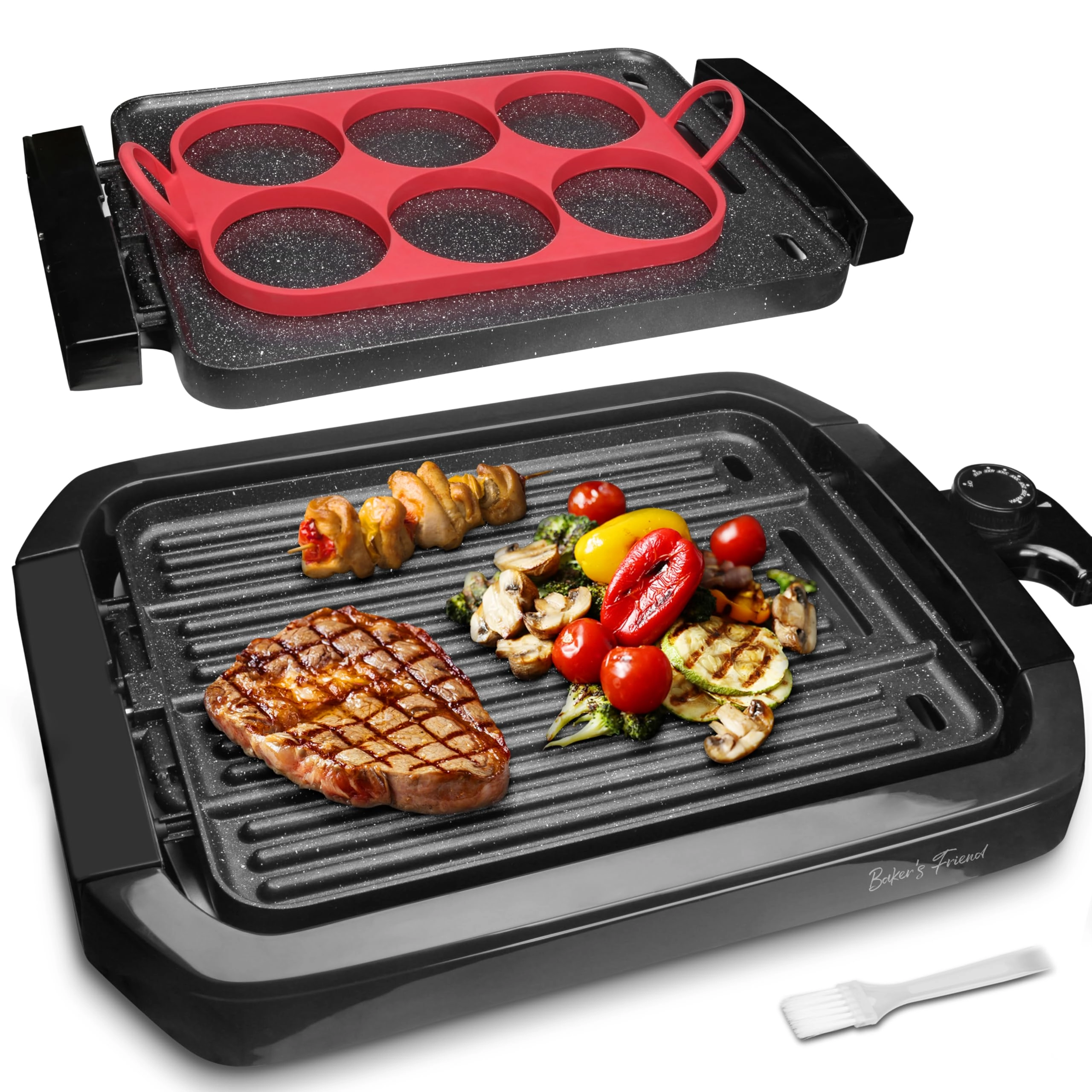 Baker's Friend Indoor Griddle & Grill - Electric 1800 watts Graphite