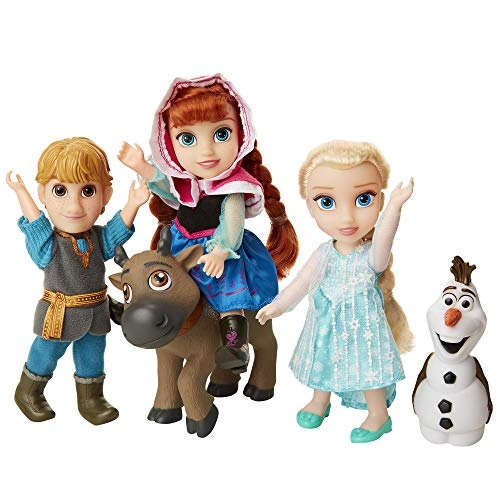 Elsa Doll - Petite 6 inches + Anna Doll + Kristoff Doll + Olaf Doll + Sven Doll Ages 3+