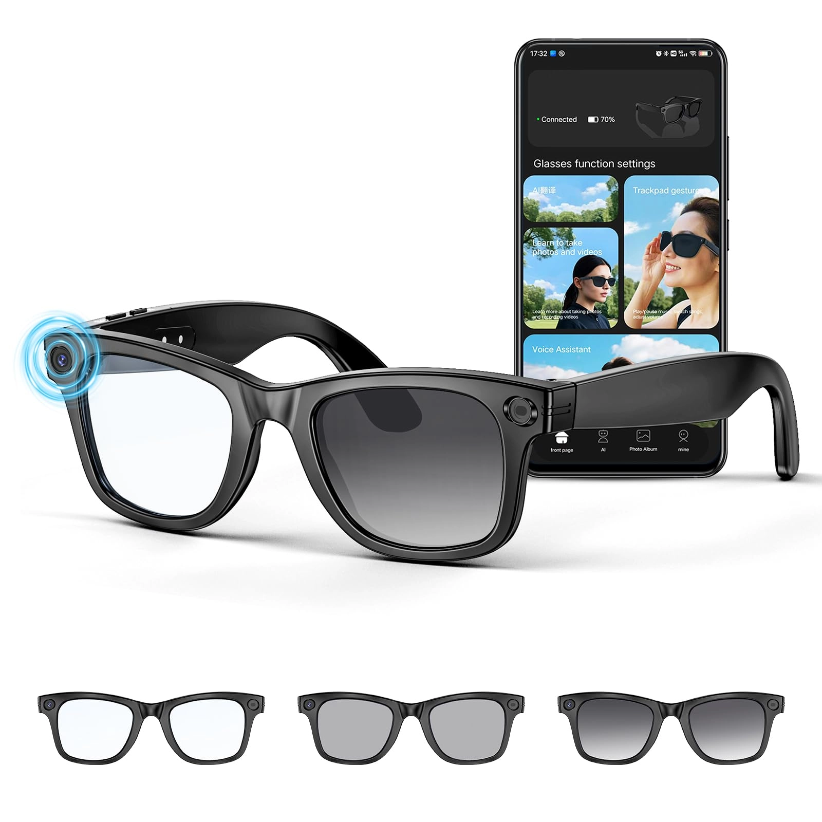 Mingtawn smart Glasses - Black 1 Centimeters Activity Tracker