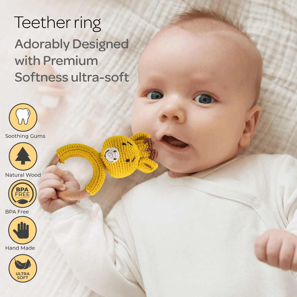 Crochet Ring Rattle Toy - Suitable for 0 month & above premium cotton yarn Tiger