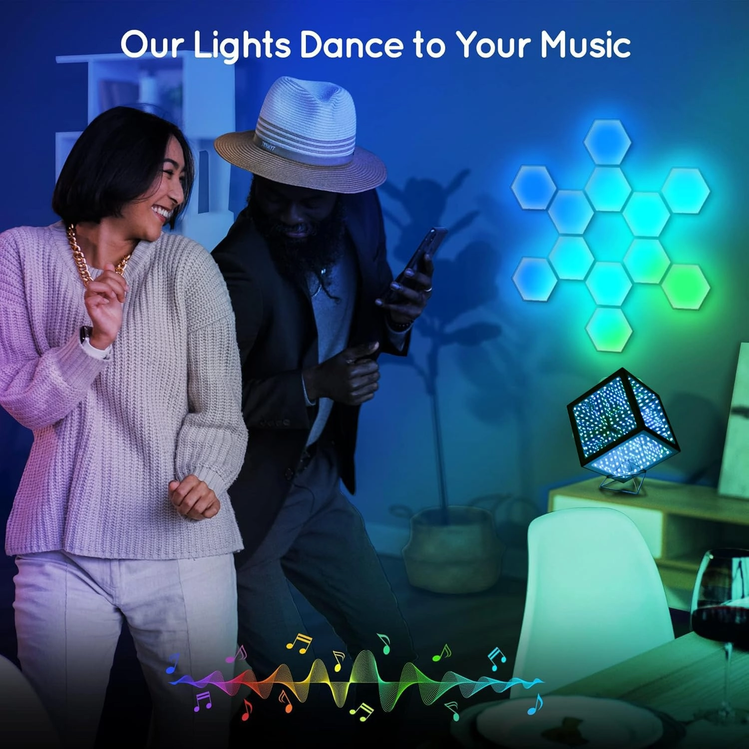 Hyper Cube - LED Table Lamp Color-Changing Music-Sync