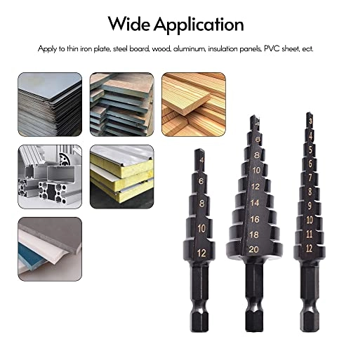 Step Drill Bit Set - High Speed Steel with Titanium Coating 3 Pcs/Set