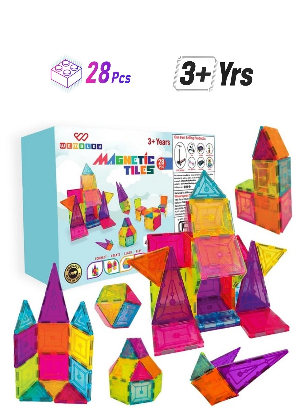 Wembley Magnetic Tiles - Construction 28 pcs