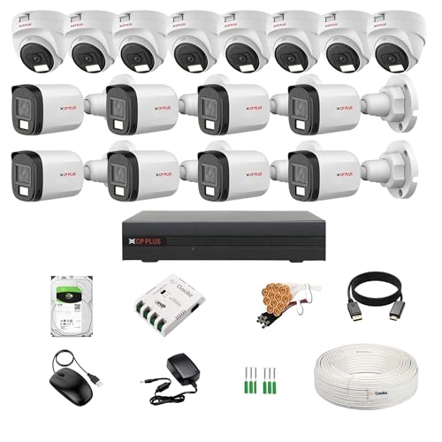 CP Plus illumax 5MP 16CH DVR + 5MP Bullet Camera + 4TB HDD + 8CH SMPS + CCTV Cable + BNC/DC