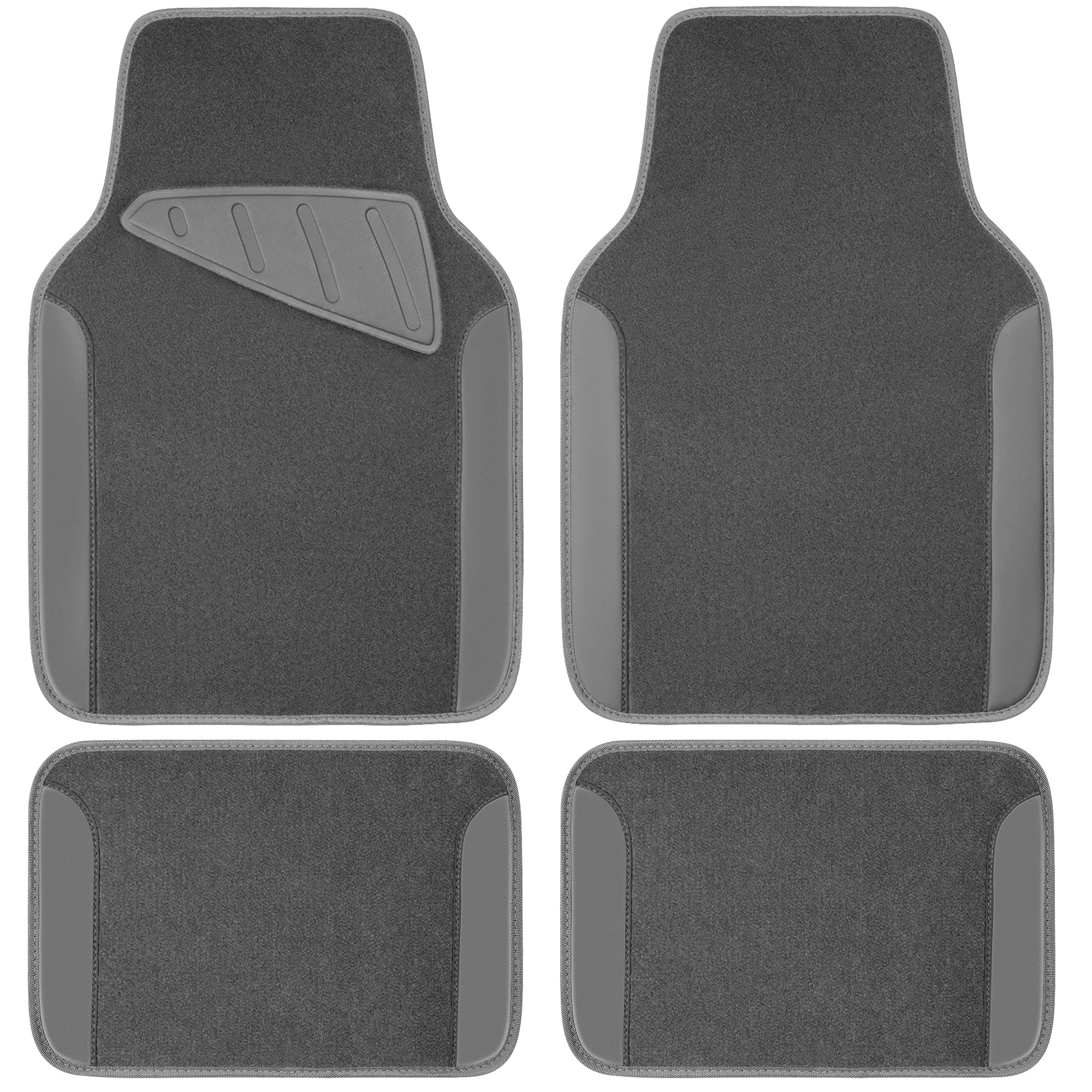 Universal Fit Car Floor Mats - Set of 4pcs Black and Burgundy