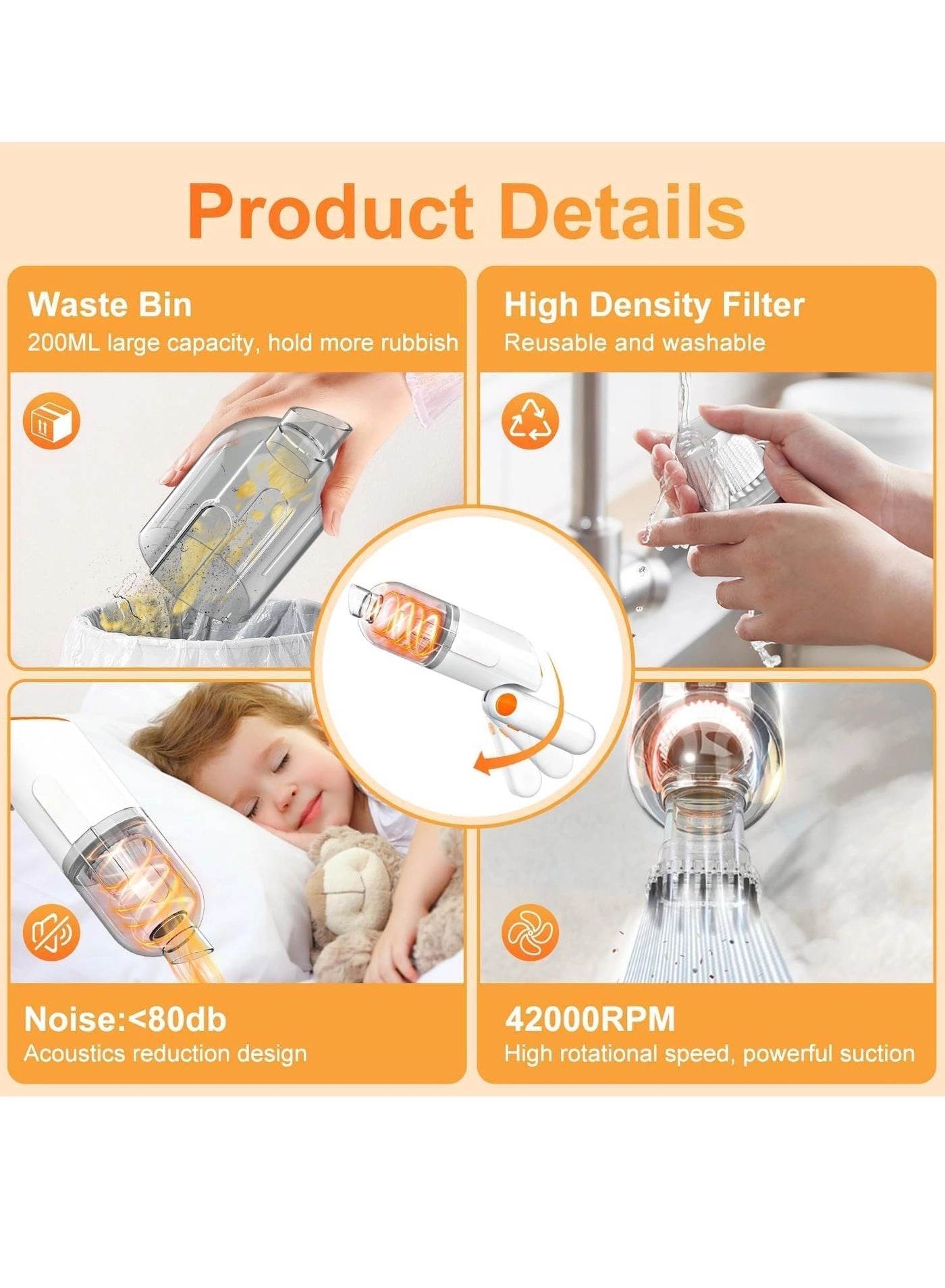 Handheld Car Vacuum Cleaner - 4000mAh