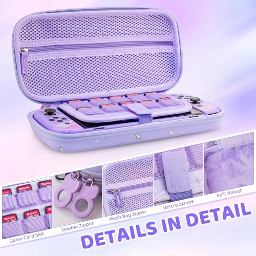 Carrying Case for Nintendo Switch OLED - Hard Storage Screen Protector 2 Thumb Caps