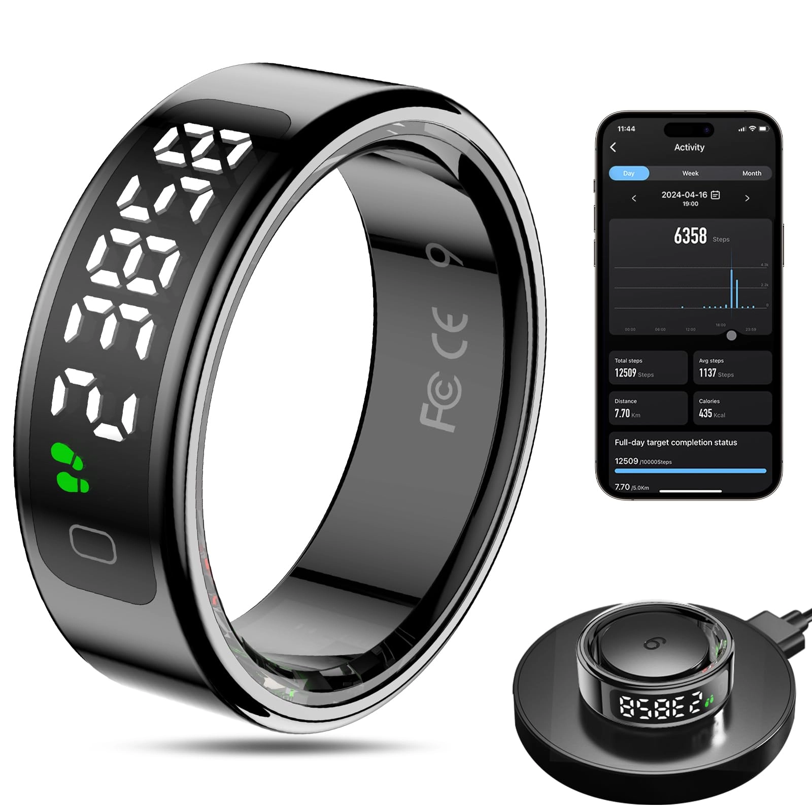 Smart Ring - LED Dispay Screen Heart Rate Sleep Tracker