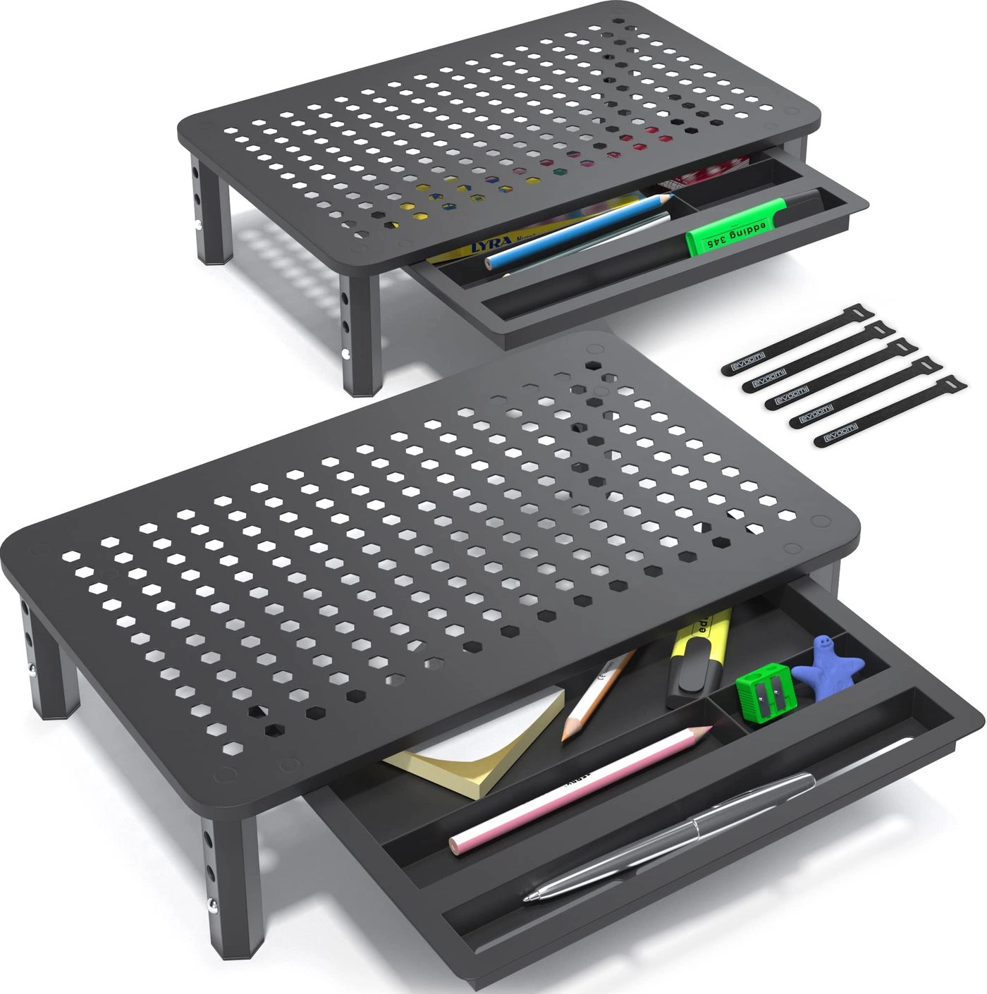 Back Saver Monitor Stand - 2 Pack Hexagonal Steel