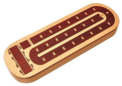 Continuous 4 Track Cribbage Board - Blood Wood Maple Wood