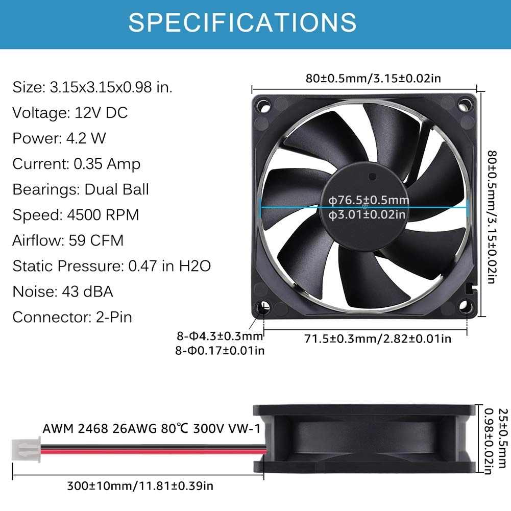 Brushless Cooling Fan - 80mm
