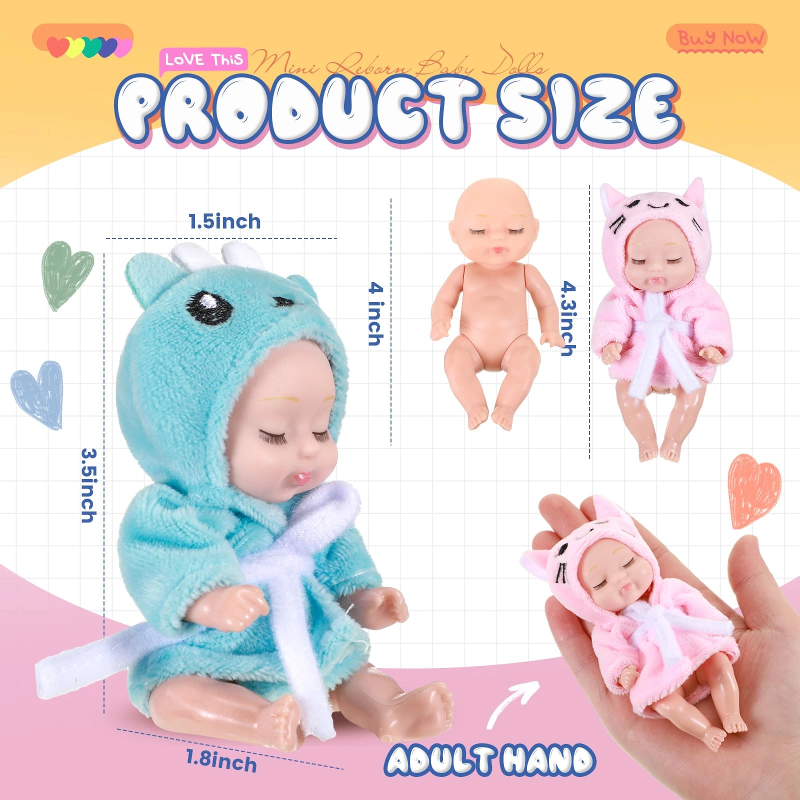 Reborn Baby Doll - 4 Inch 6 Pcs Set