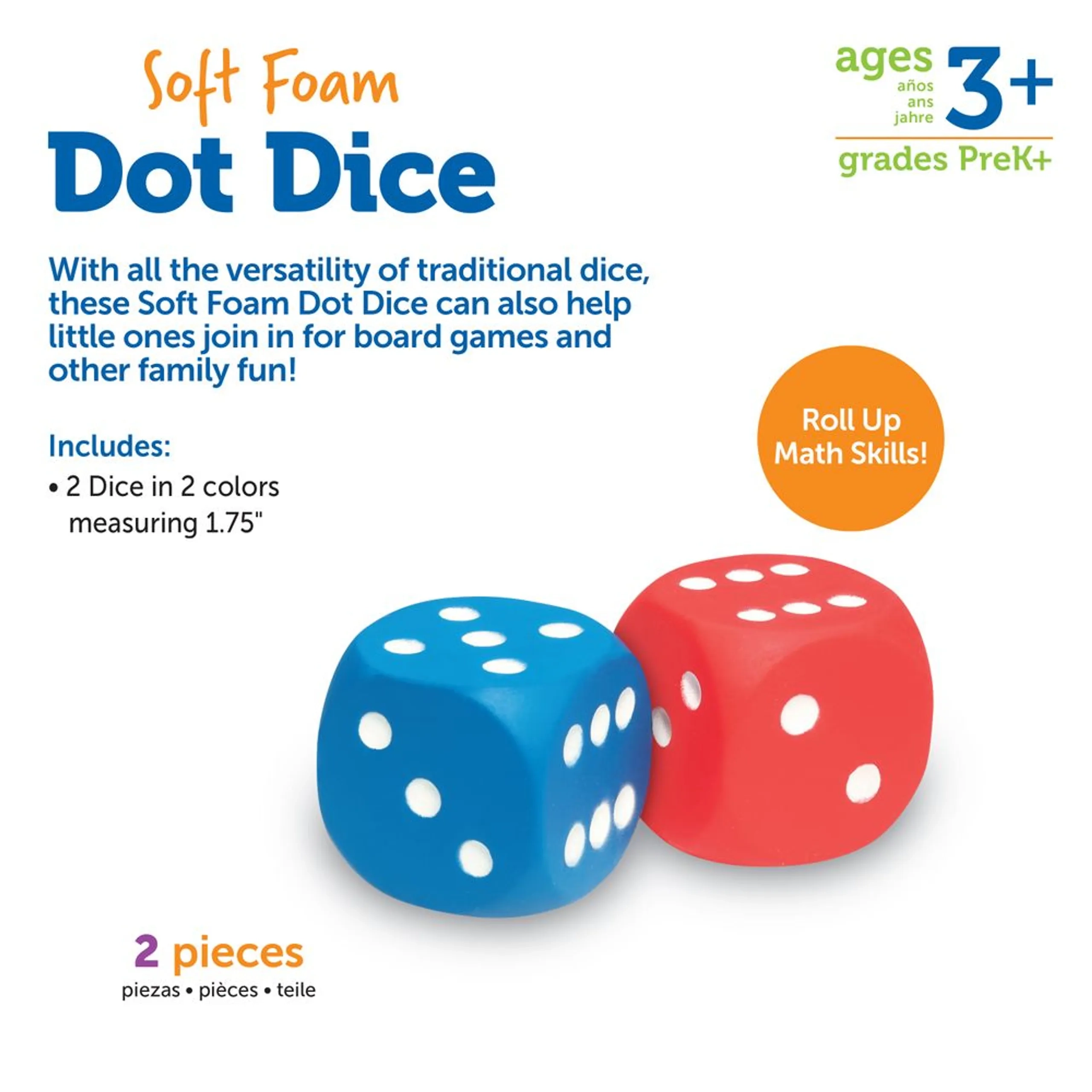 Giant Foam Dot Dice - 3 years and above 2 Pcs