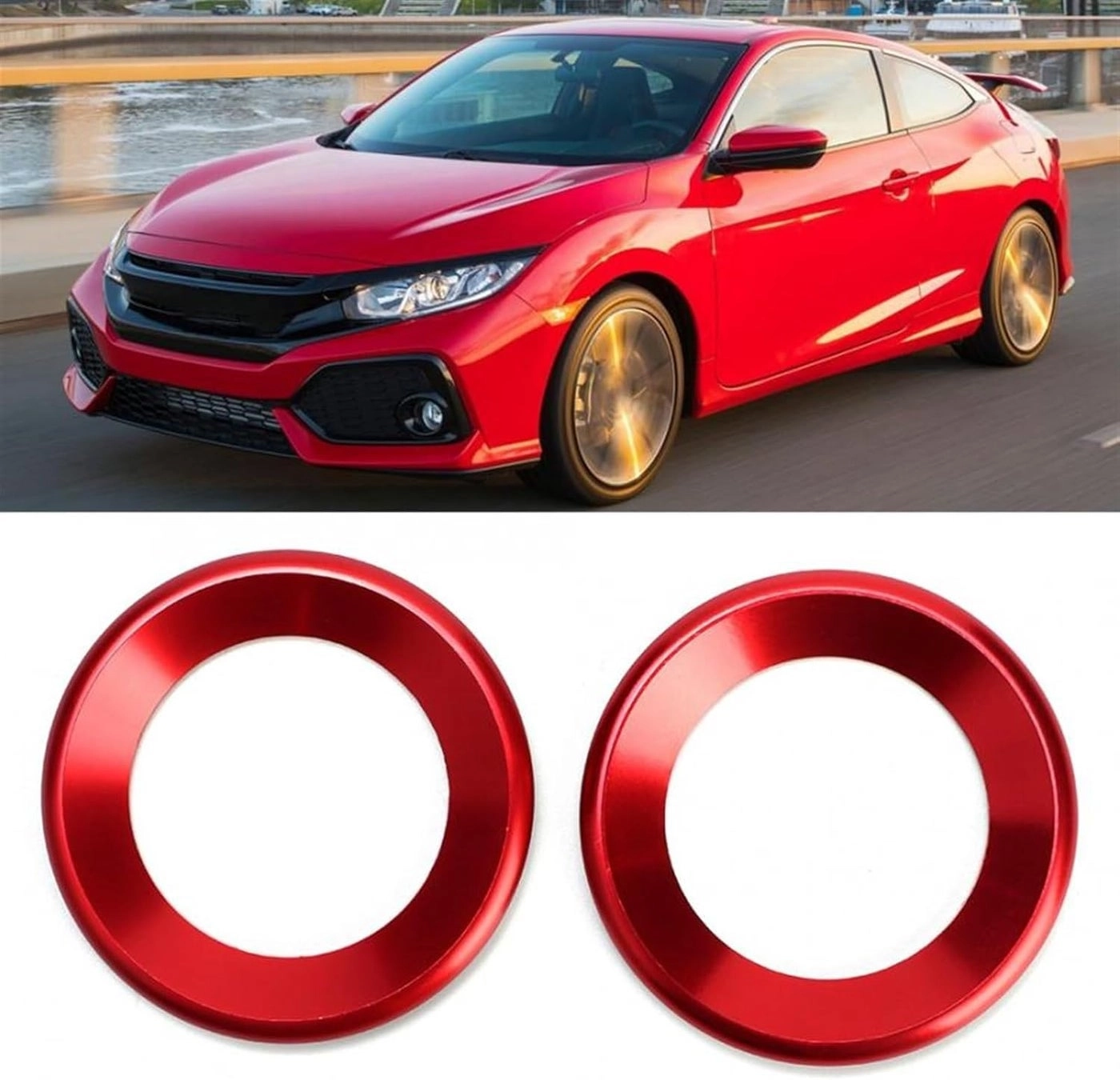 Loudspeaker Circle Trim - 2pcs Red for Civic