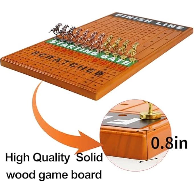 Horse Race Board Game - 11 Horses 4 Dice Solid Wood