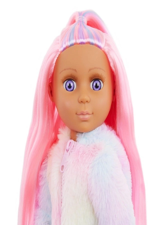 Rafa Fashion Doll - 14-Inch Pink Hair + Bedtime Playset - Bed & Accessories Ages 3+