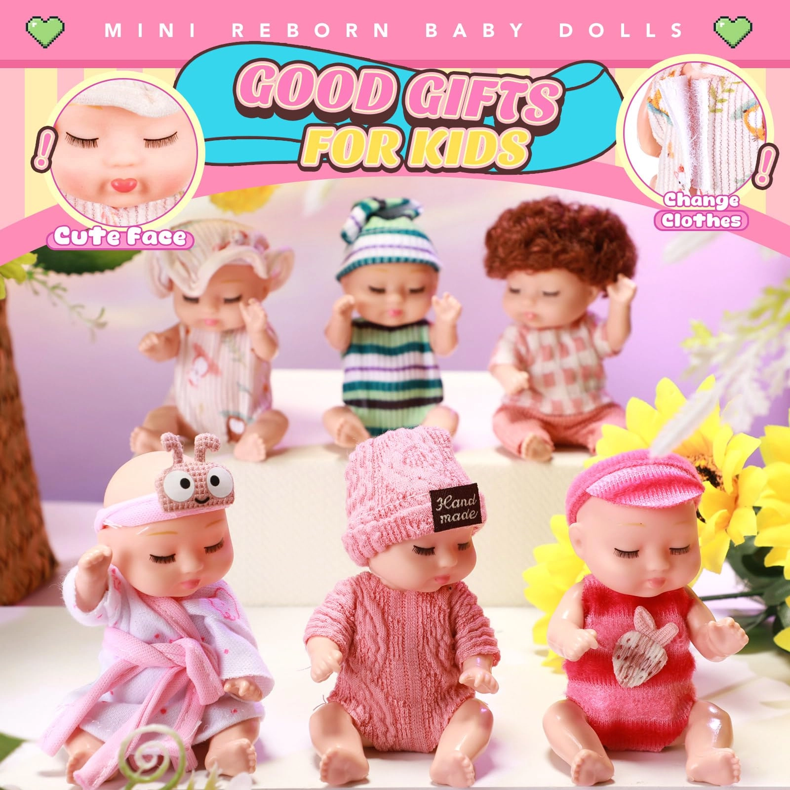 Reborn Baby Doll - 4 Inch 6 Pcs Set