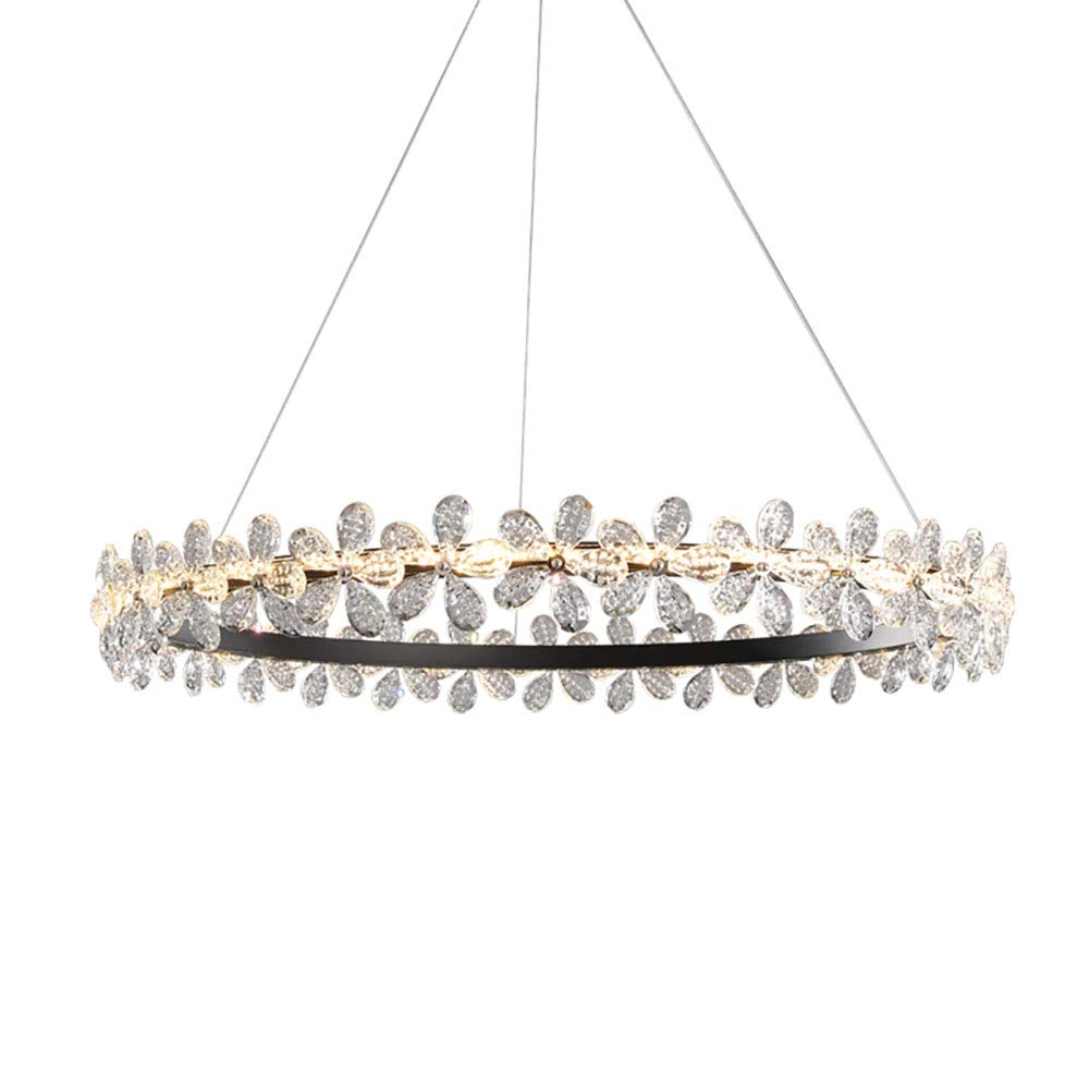 Nordic Crystal Flowers Chandelier - Black warm light