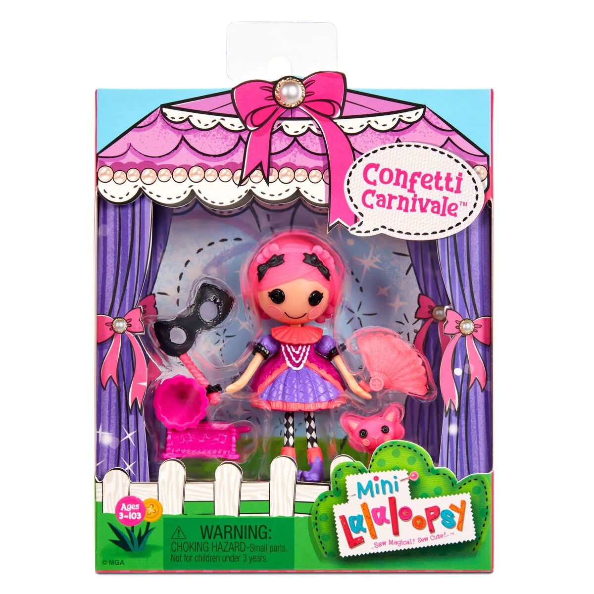 MGA Entertainment Confetti Carnivale Mini Doll - 3" Pink Hair Pet Cat