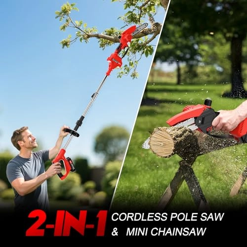 2-in-1 Cordless Pole Saw & Mini Chainsaw - 550 Watts