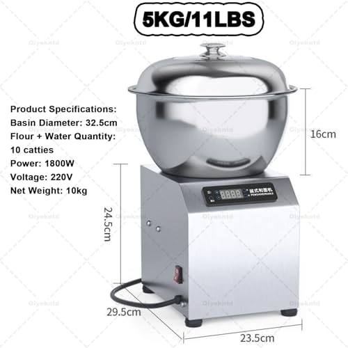 Commercial Spiral Dough Mixer Machine - 5KG/11LBS 1800W 2200W