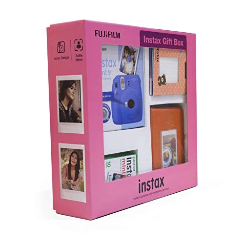 Instax Mini 9 - Clear Purple Selfie Mirror + Instax Mini Film Pack - 10x1 + Instax Photo Bunting + Instax Photo Album + Batteries + Camera Strap + Warranty Card + Instruction Manual